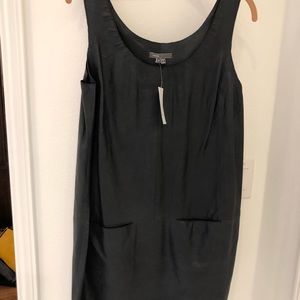 Vince, leather sleeveless shift with front pockets